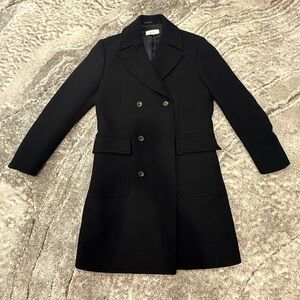 Reiss Classic Black Double-Breasted Wool Coat